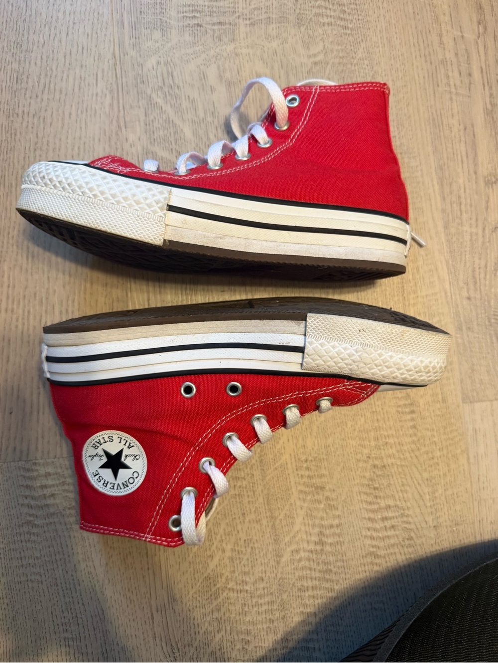 Converse Kids Red High-Top Canvas Sneakers with White Accents